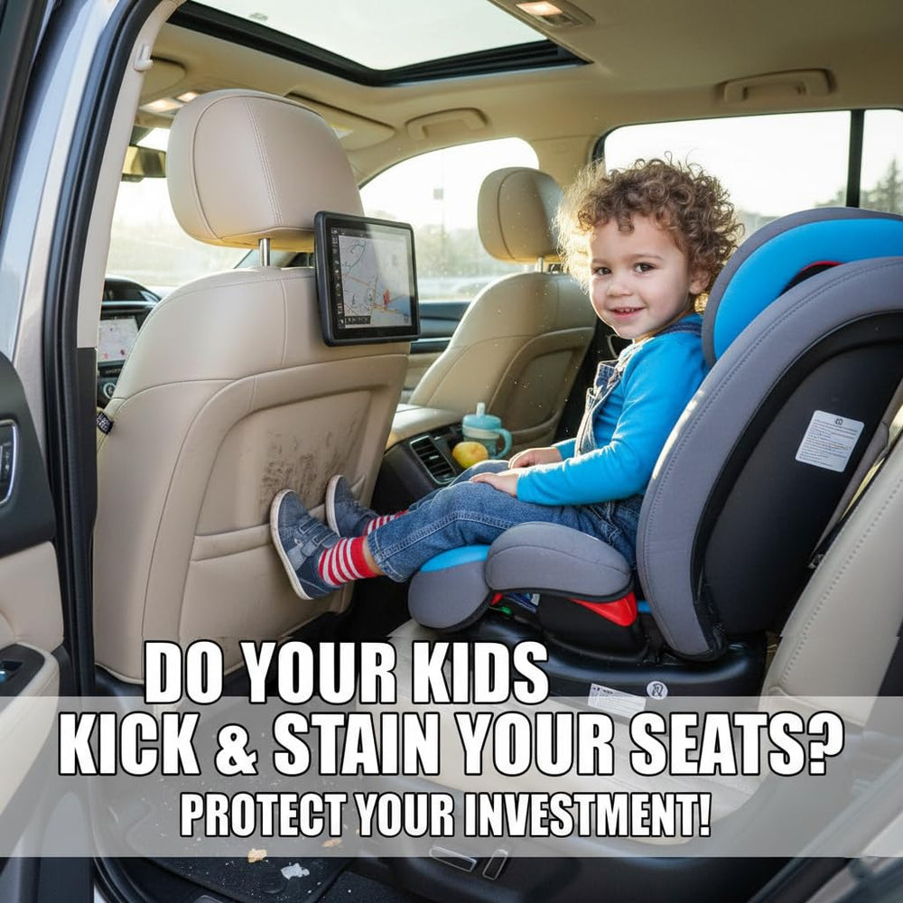 TAIKOO seat back protector with built-in pocket, open view showing organization space.