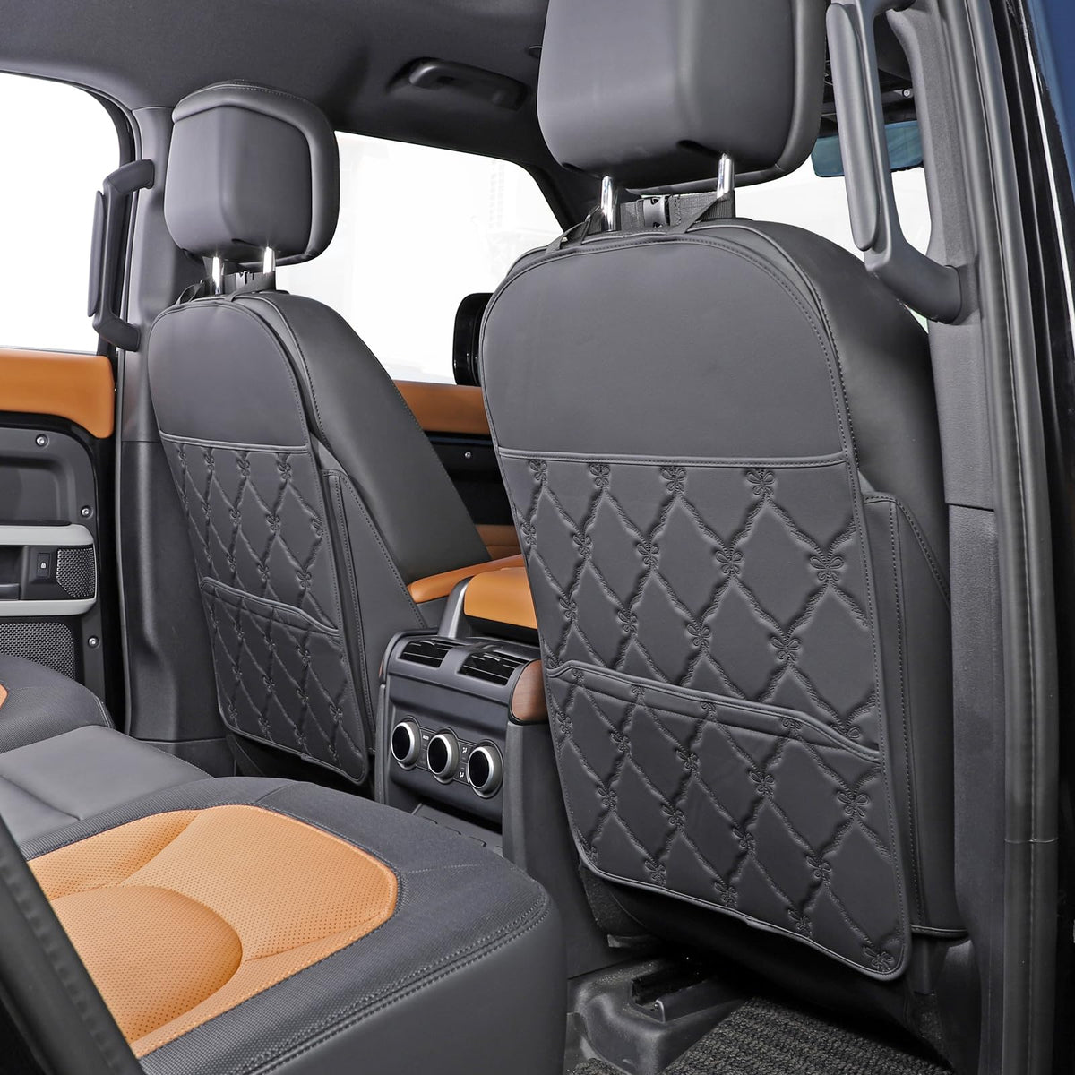 Taikoo seat back protector style B Black front view showing full coverage and protection