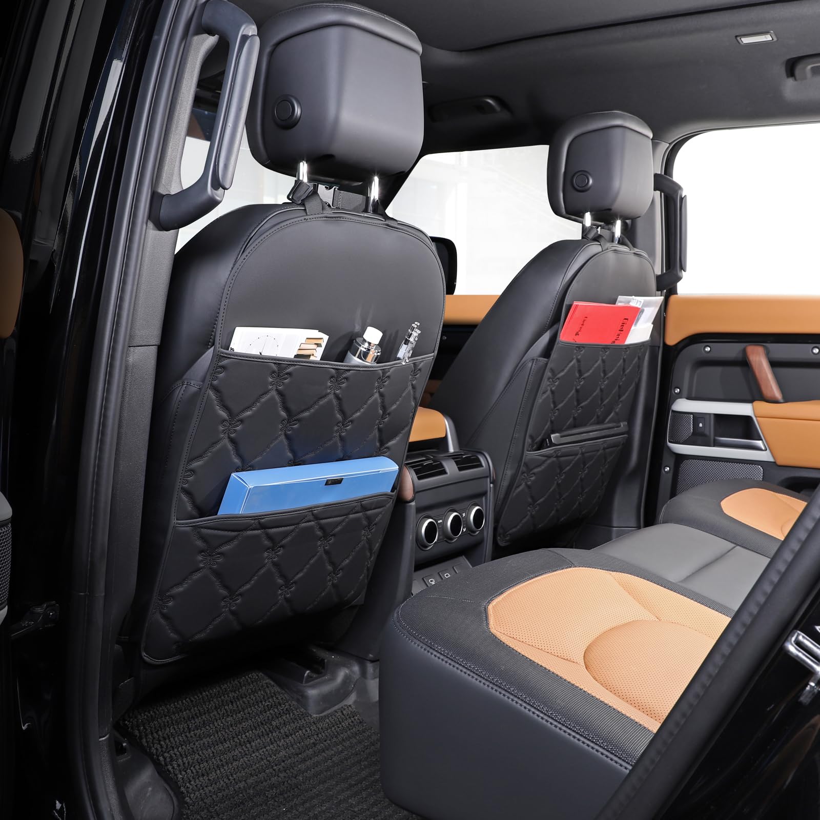 Taikoo seat back protector style B Black side angle highlighting edge protection