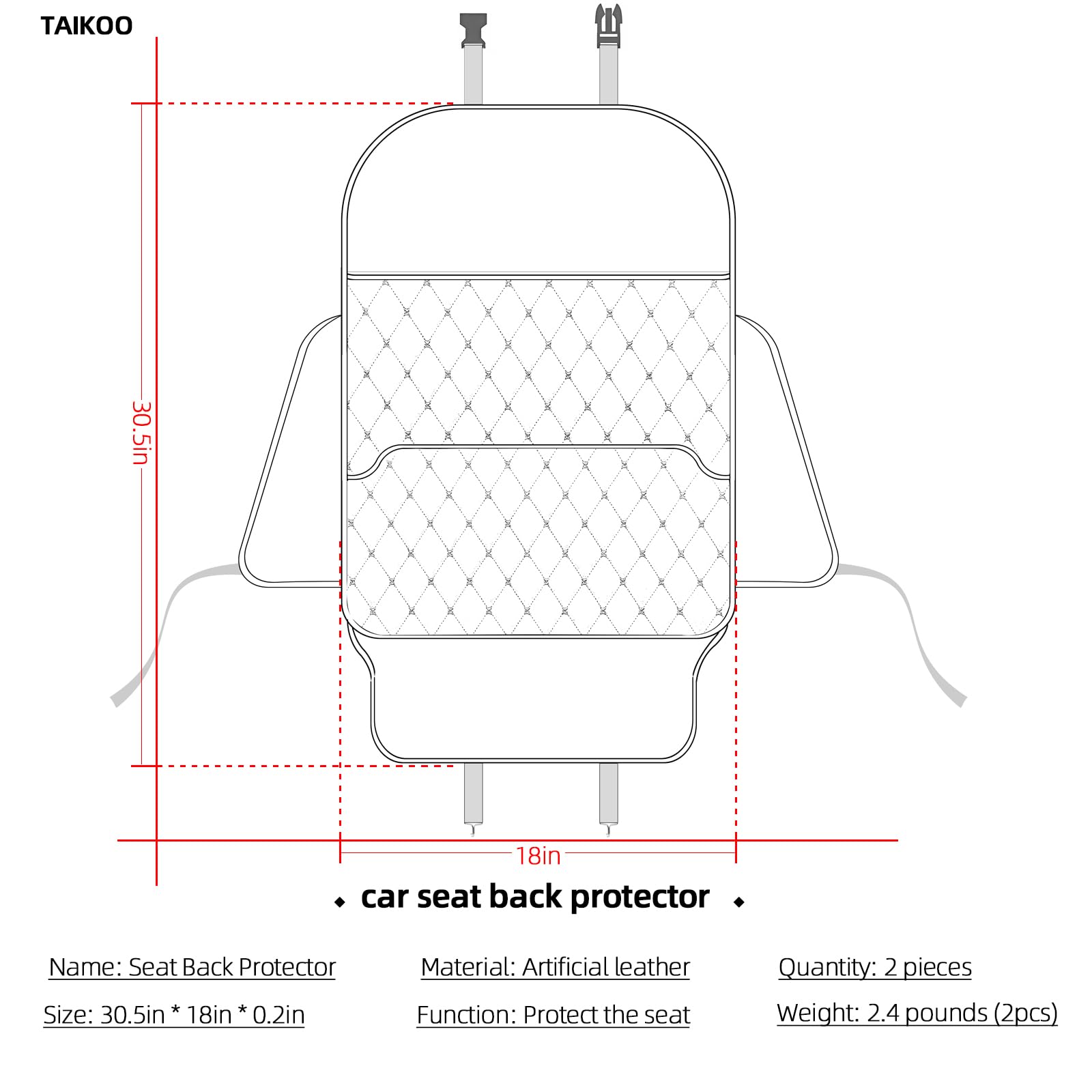 TAIKOO Style A beige seat back protector, blends with car interior design