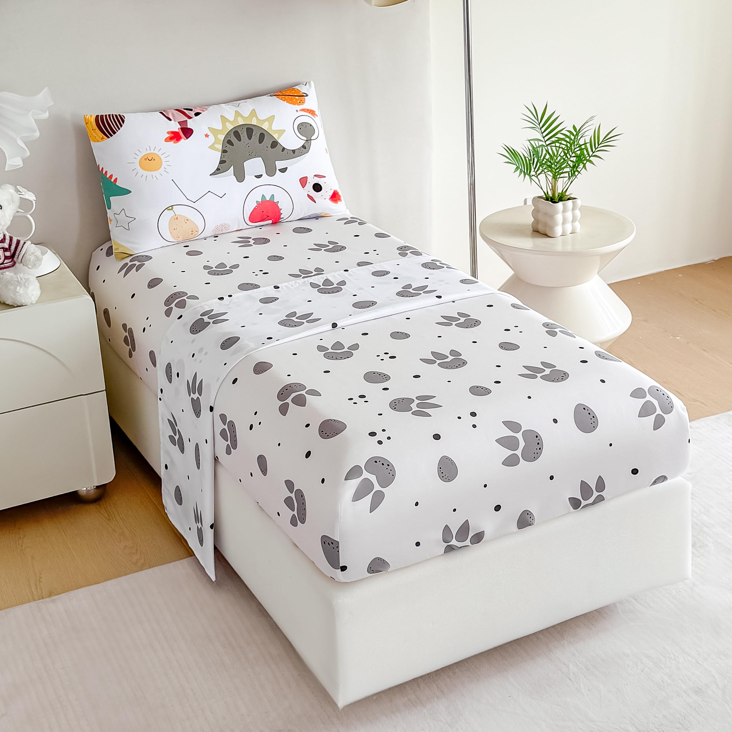 Tailor Shop dinosaur toddler bedding close-up fabric for comfort and durability