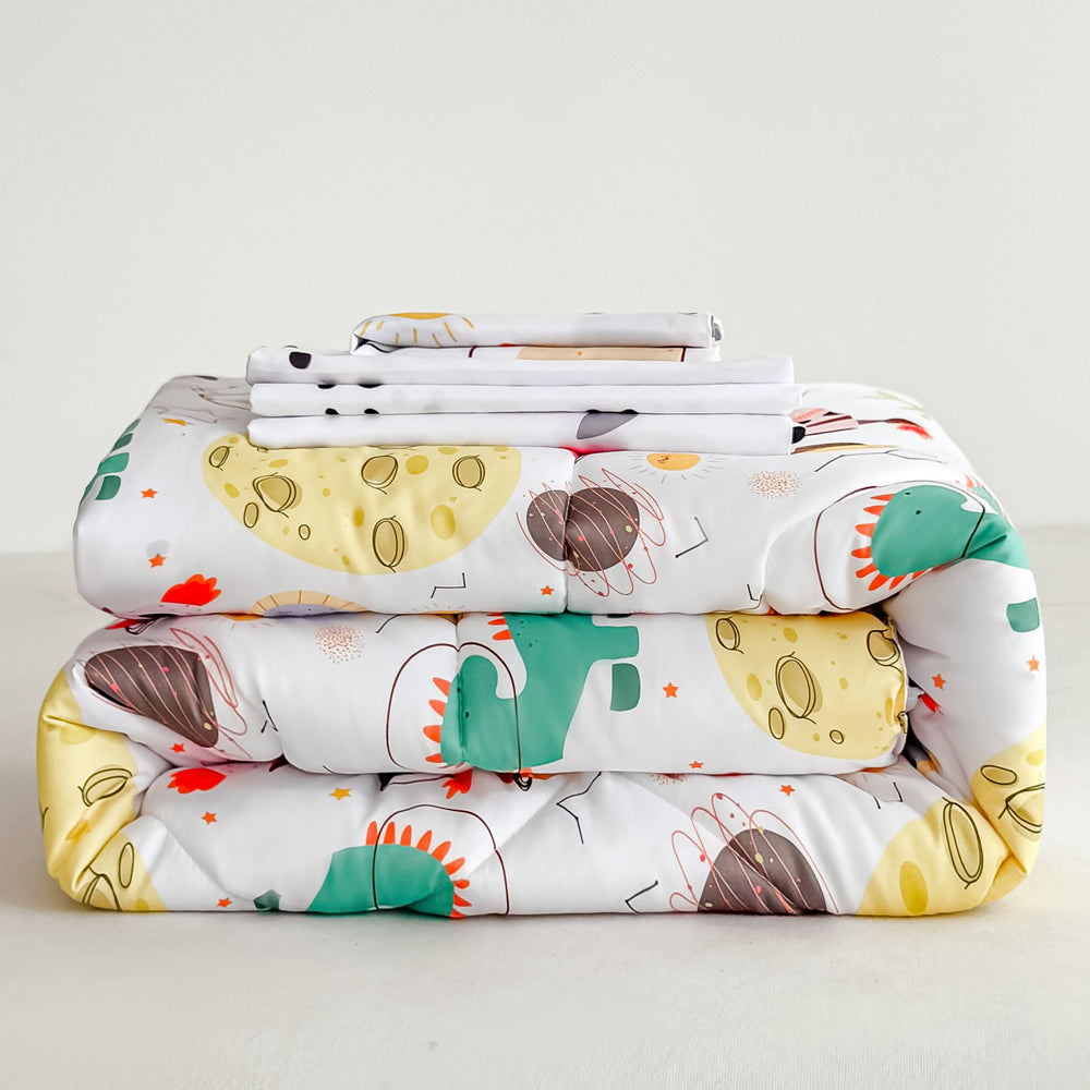 Tailor Shop dinosaur toddler fitted sheet with snug toddler bed fit