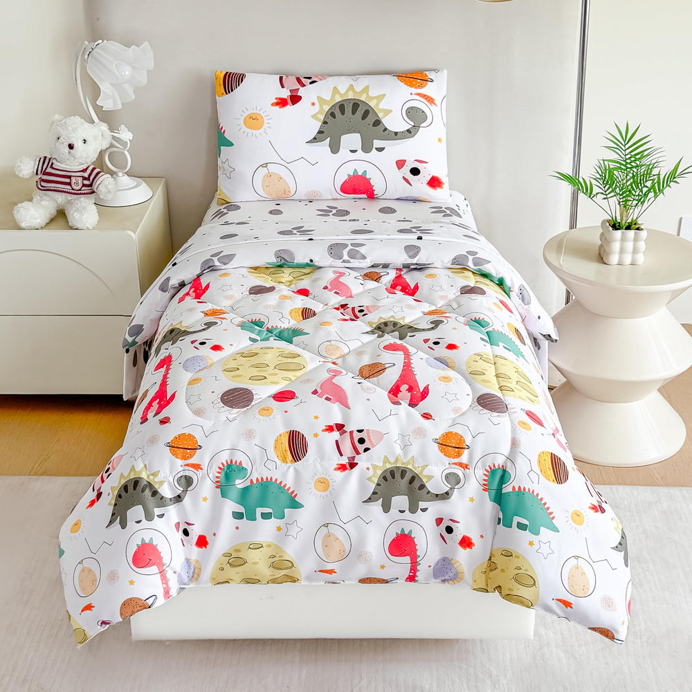 Tailor Shop dinosaur toddler flat sheet designed for smooth sleep routines