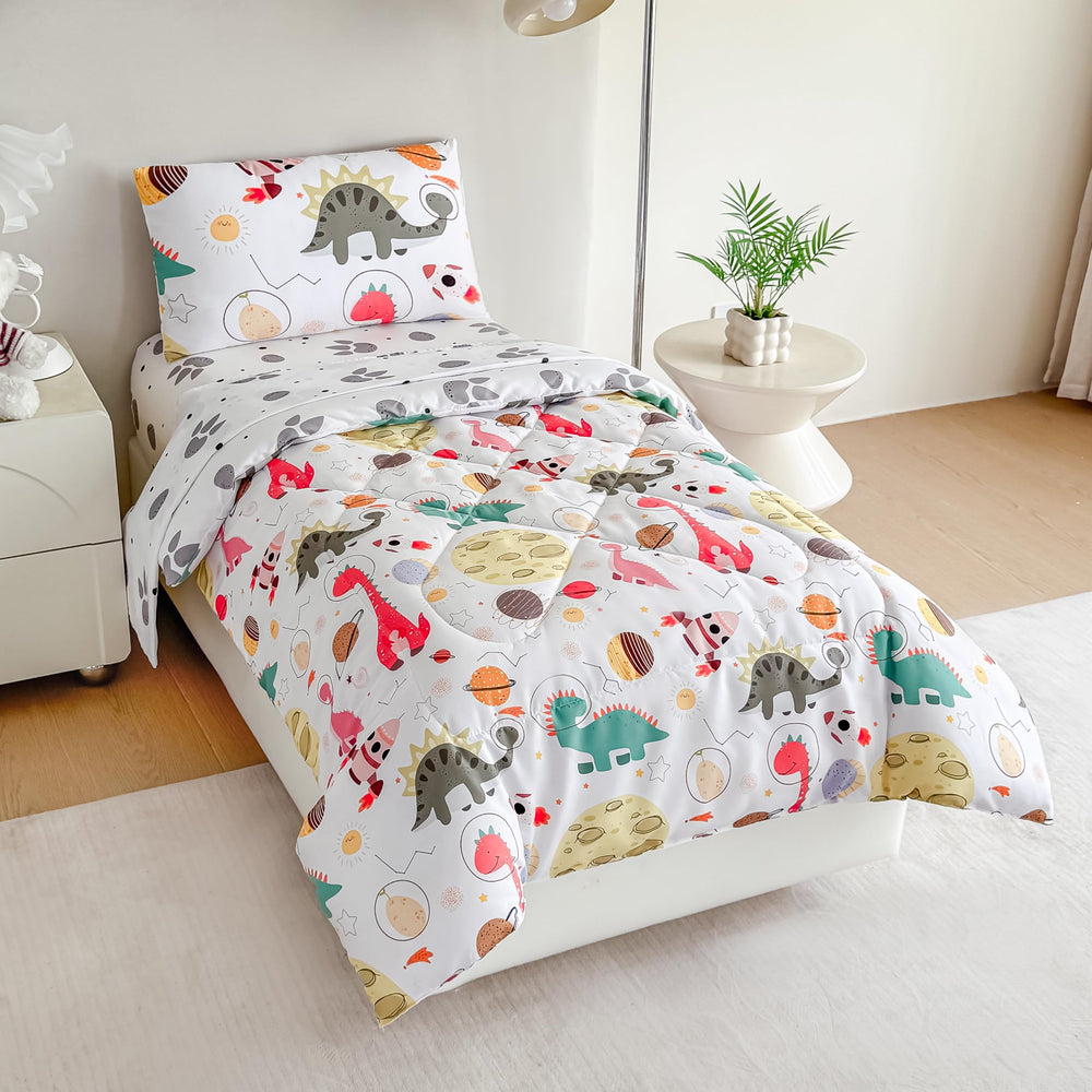 Tailor Shop dinosaur toddler pillowcase highlighting soft microfiber texture