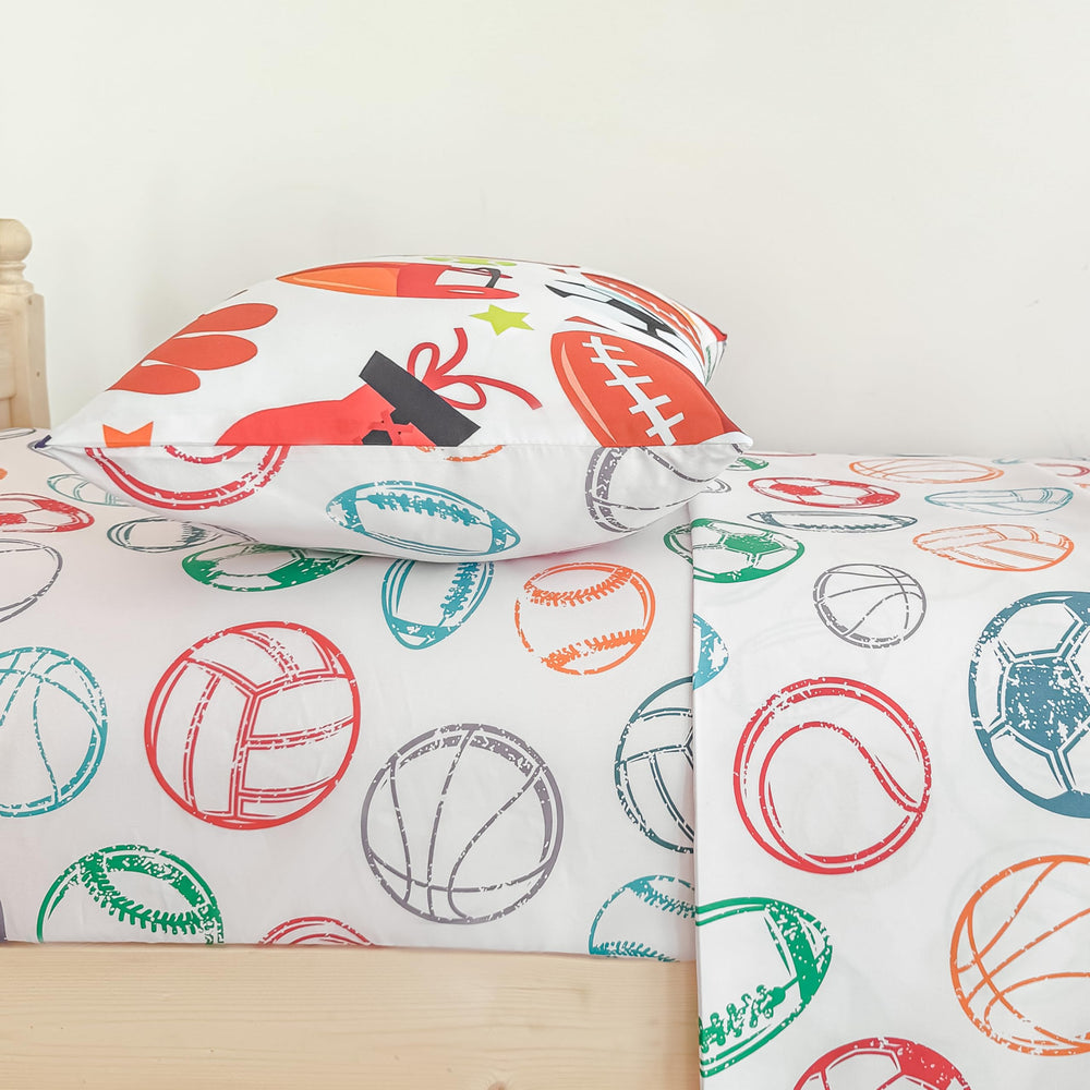 Tailor Shop pattern collection on bed demonstrates complete sleep setup