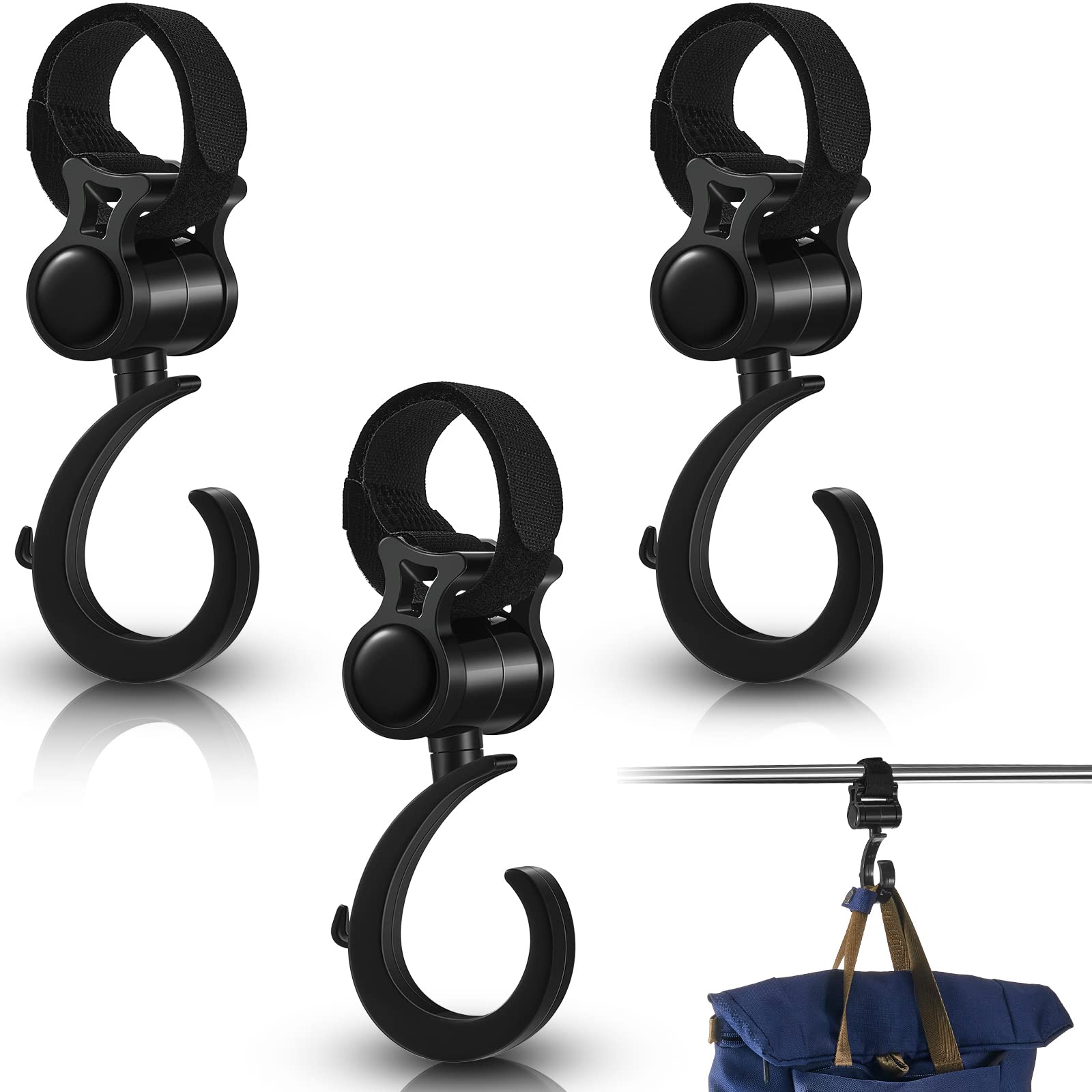 Taiyin walker hook with 360° rotation securely holds bags during activity