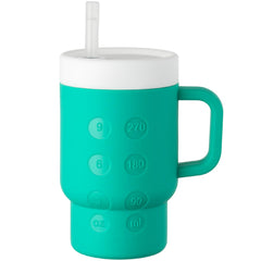 TAKYIT silicone sippy cup with straw and green handle for easy toddler grip