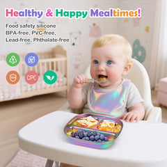 Taladad divided toddler plate with three compartments to keep foods separated
