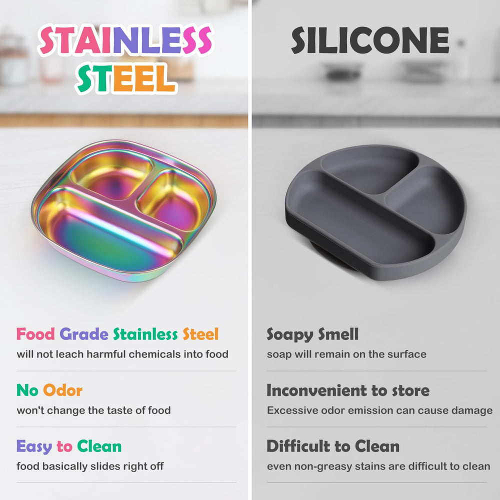 Taladad stackable stainless steel plate saves space on lunch shelves