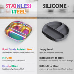 Taladad stackable stainless steel plate saves space on lunch shelves