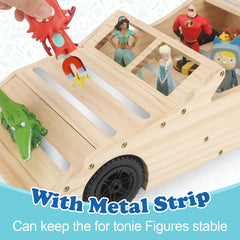 Taladad Tonies figures neatly organized on shelf