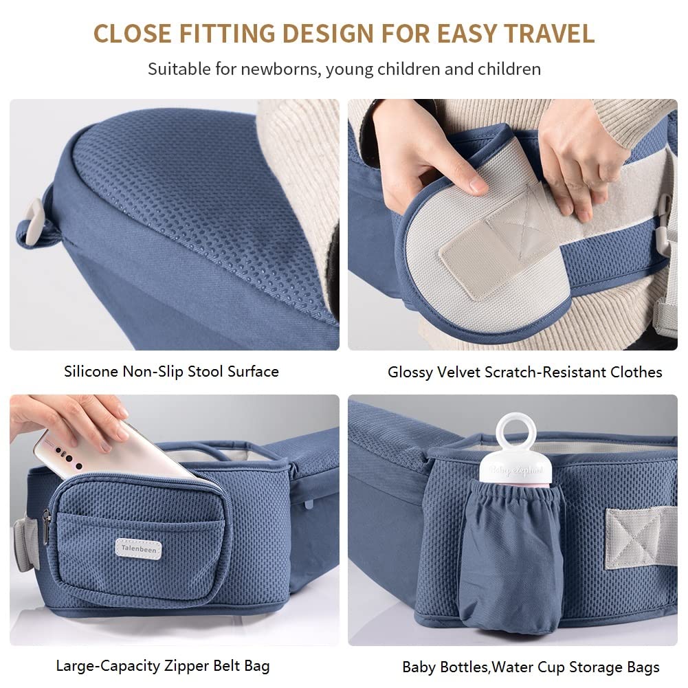 TALENBEEN Baby Carrier detachable sun visor shields baby from sun and wind.