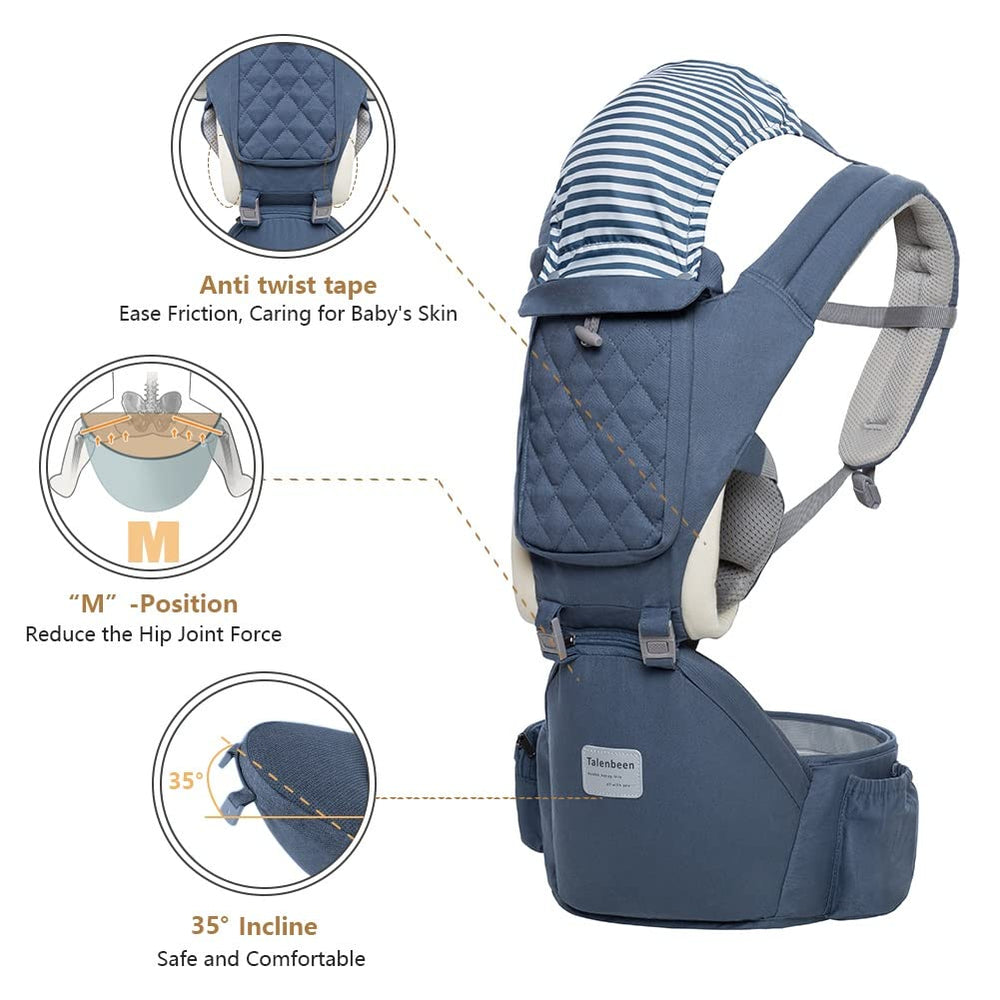 TALENBEEN Baby Carrier ergonomic seat supports natural M-position for safety and comfort.