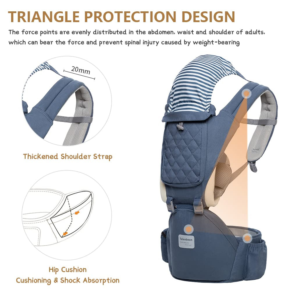 TALENBEEN Baby Carrier two waist pockets keep essentials handy.
