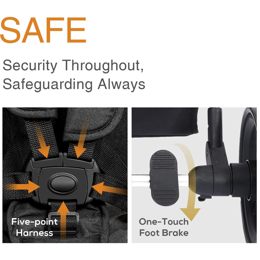 TALENBEEN detachable cup holder and hook, easy access during strolls.