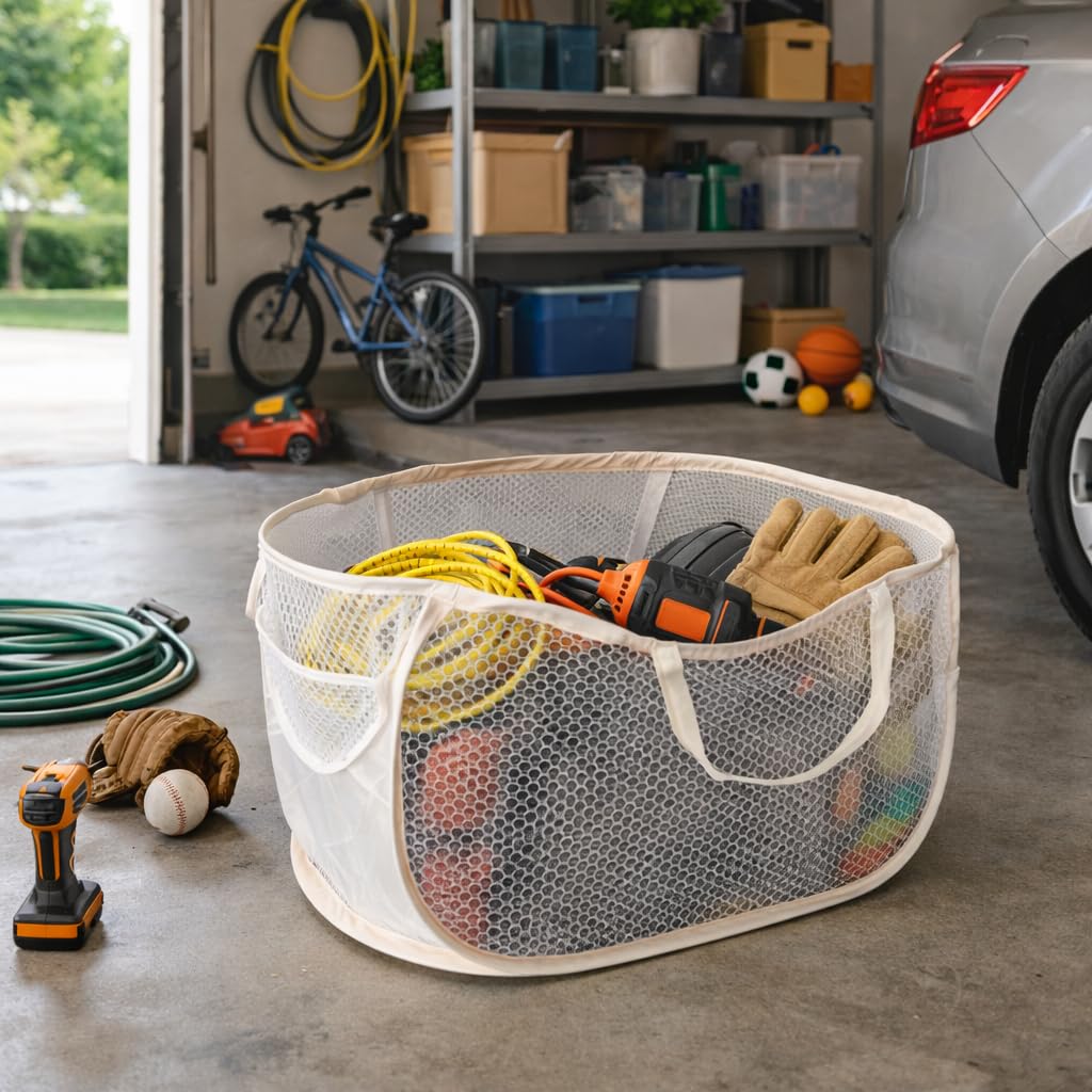 Talisleskye toy basket in living room showing breathable mesh