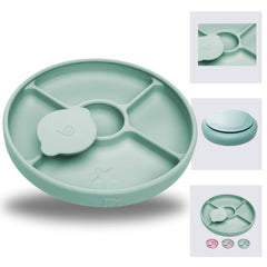 TalkTools Bitsy divided plate in use with varied foods supports self-feeding