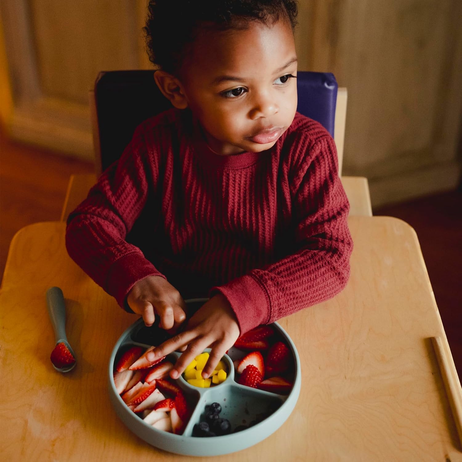 TalkTools Bitsy sage plate complements modern mealtime setups