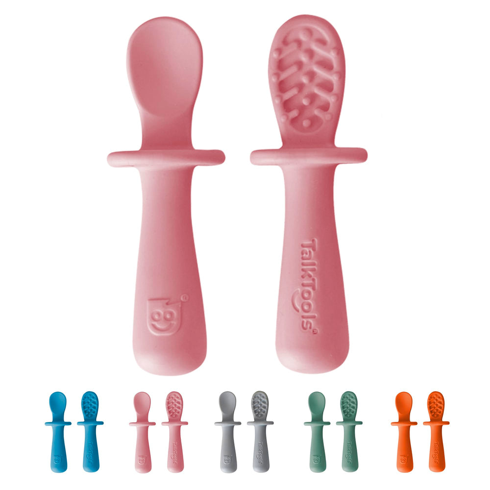 TalkTools ITSY Tiny silicone spoon with anti-slip handle supports confident self-feeding
