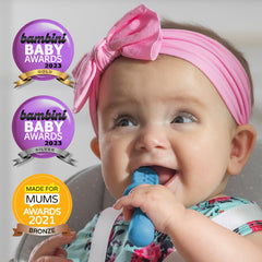 TalkTools ITSY Ocean guard flange supports safe swallowing during practice.