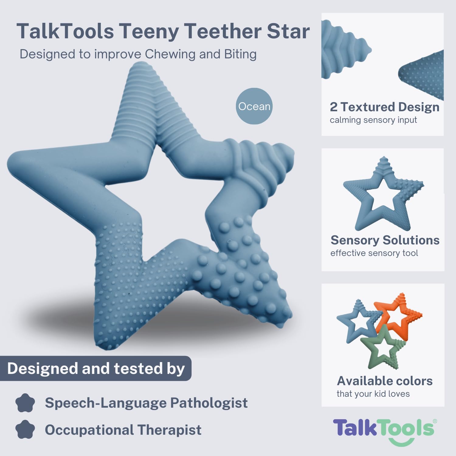 TalkTools Teether Star supports sensory input for focused play and learning