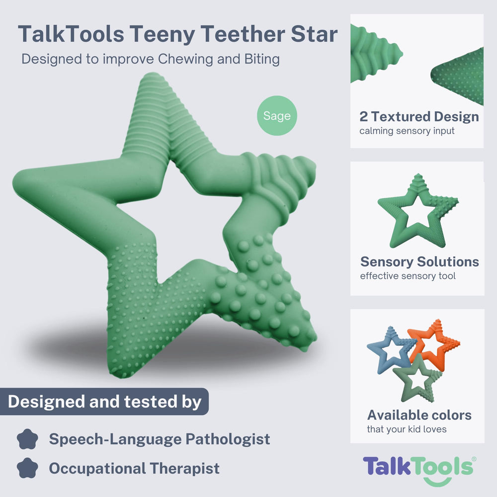 TalkTools Teeny Teether Star used in therapy for oral input