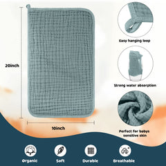 Tallew muslin bib 4-pack display, adjustable fasteners for comfortable, growing fit