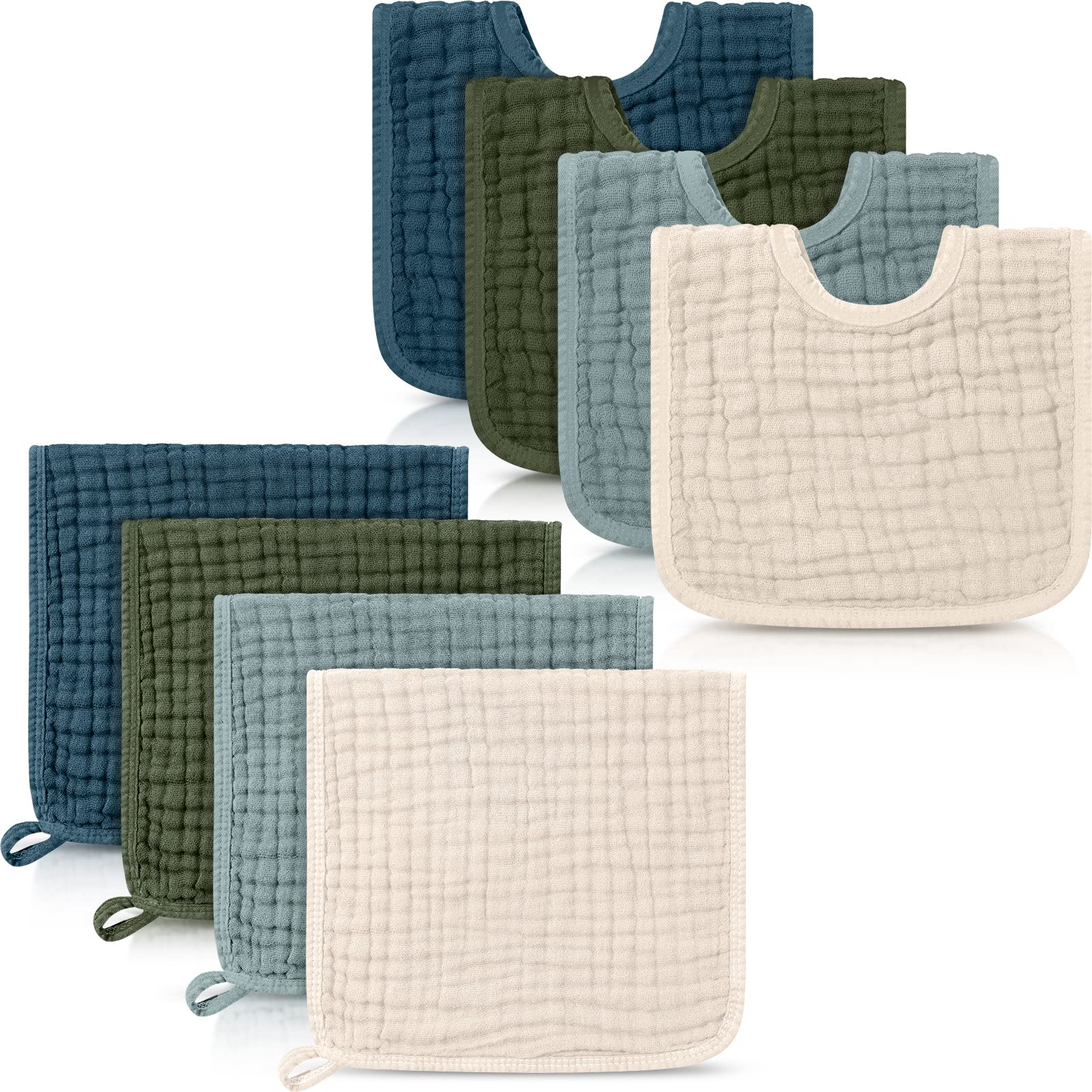Tallew muslin burp cloth 4-pack display, soft and absorbent for quick mess cleanup