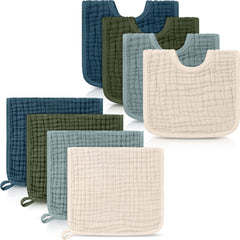 Tallew muslin burp cloth 4-pack display, soft and absorbent for quick mess cleanup