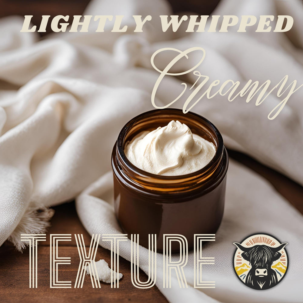 Tallow And Tale unscented cream on hands provides gentle moisture.