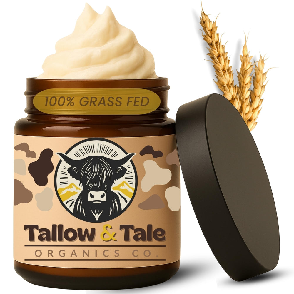 Tallow And Tale Udderly Pure unscented cream jar closeup for sensitive skin nourishment.