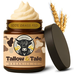 Tallow And Tale Udderly Pure unscented cream jar closeup for sensitive skin nourishment.