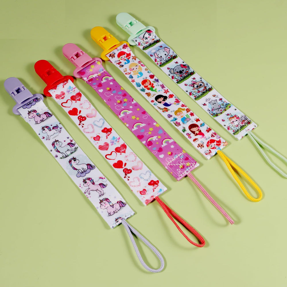 TAMHOO multicolor design pacifier clip set provides varied looks for daily outfits.
