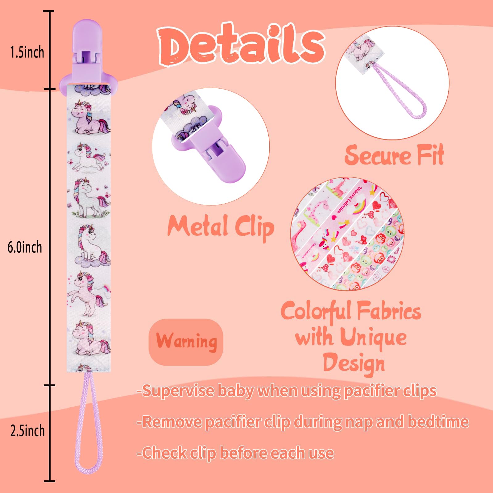 TAMHOO star-pattern pacifier clip with short strap for quick attachment to clothing.