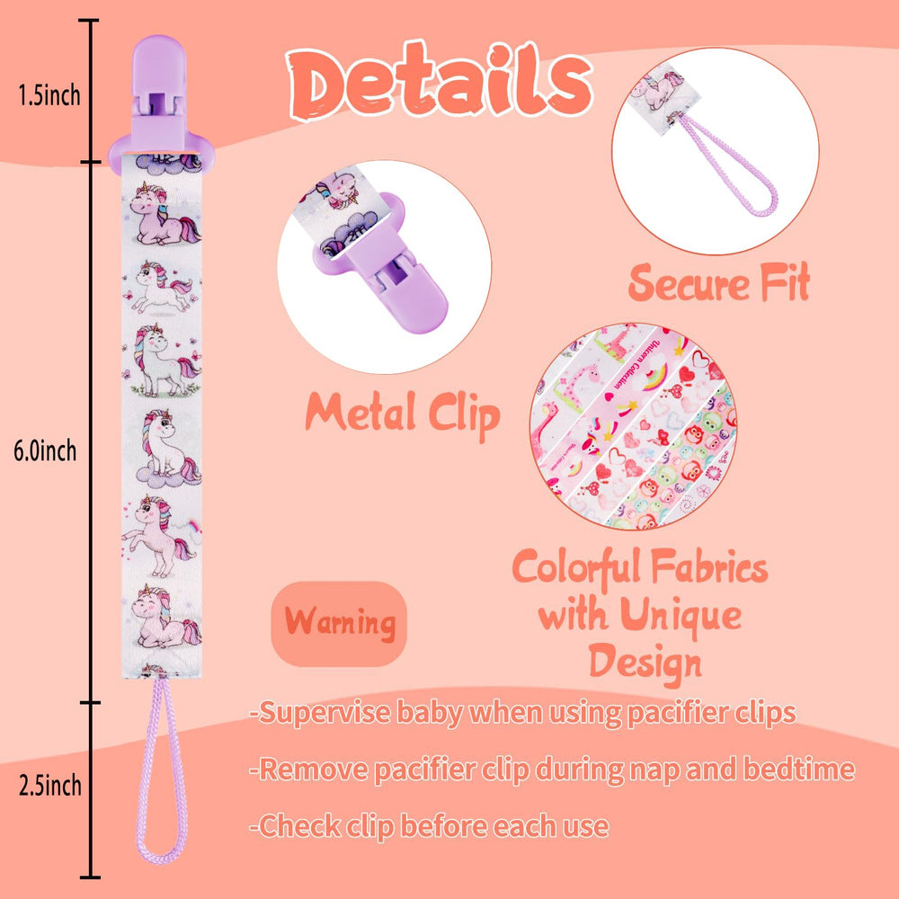 TAMHOO star-pattern pacifier clip with short strap for quick attachment to clothing.