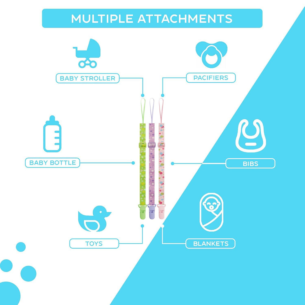 Tamhoo pacifier clips with cloud pattern add whimsy while securing pacifiers against spills.