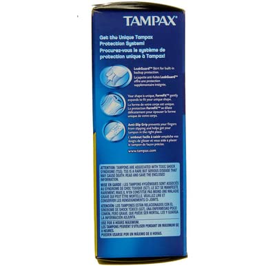 Tampax absorbent core highlighting dependable protection.