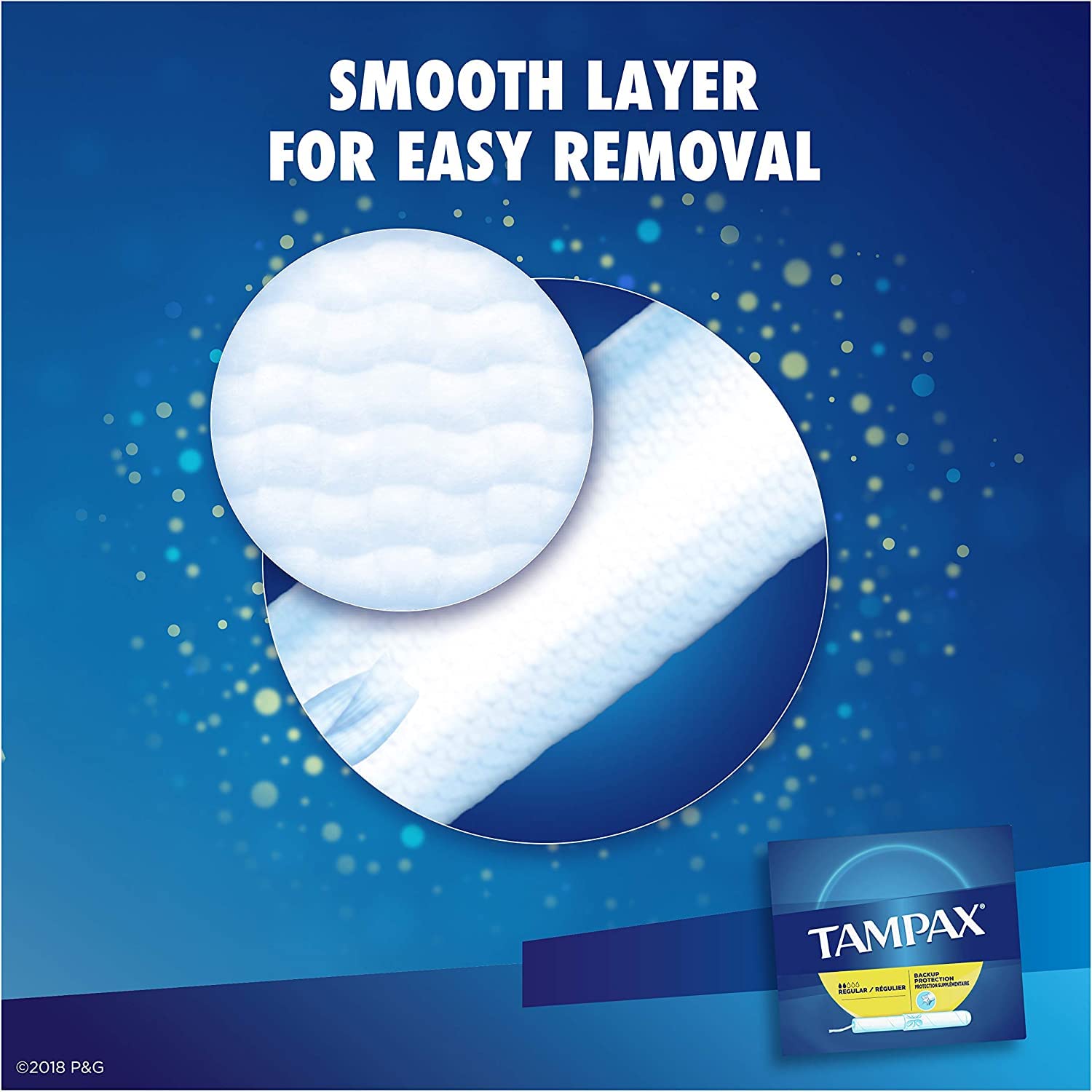 Tampax Cardboard Regular four-box pack displayed on shelf.