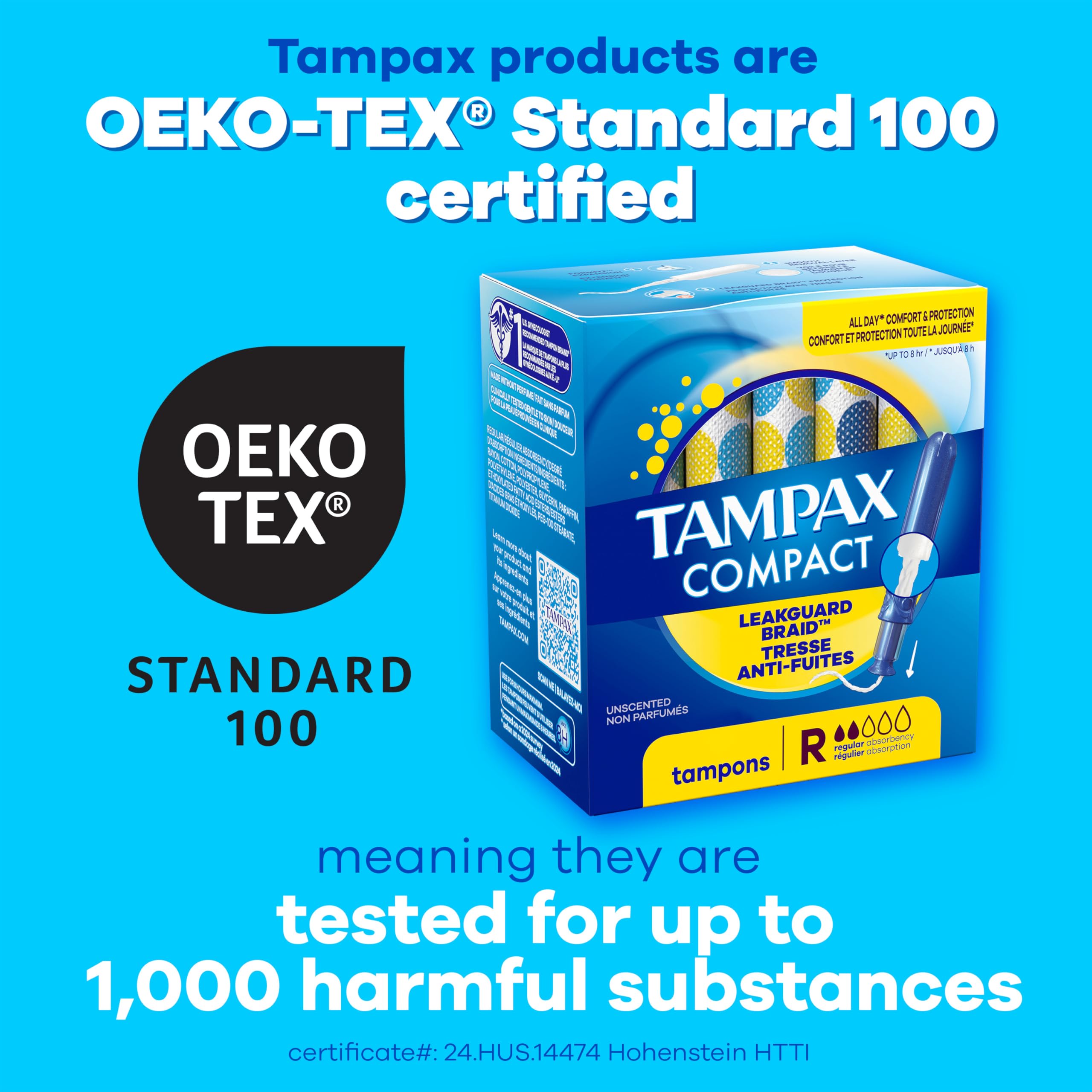 Tampax Compact Pearl smooth removal layer for comfortable days.