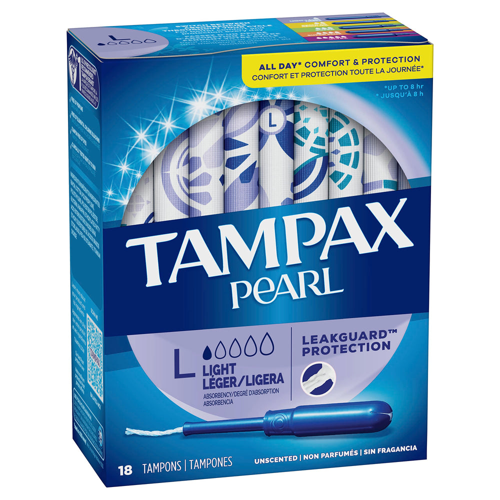 Tampax Pearl compact packaging travels discreetly for on-the-go use