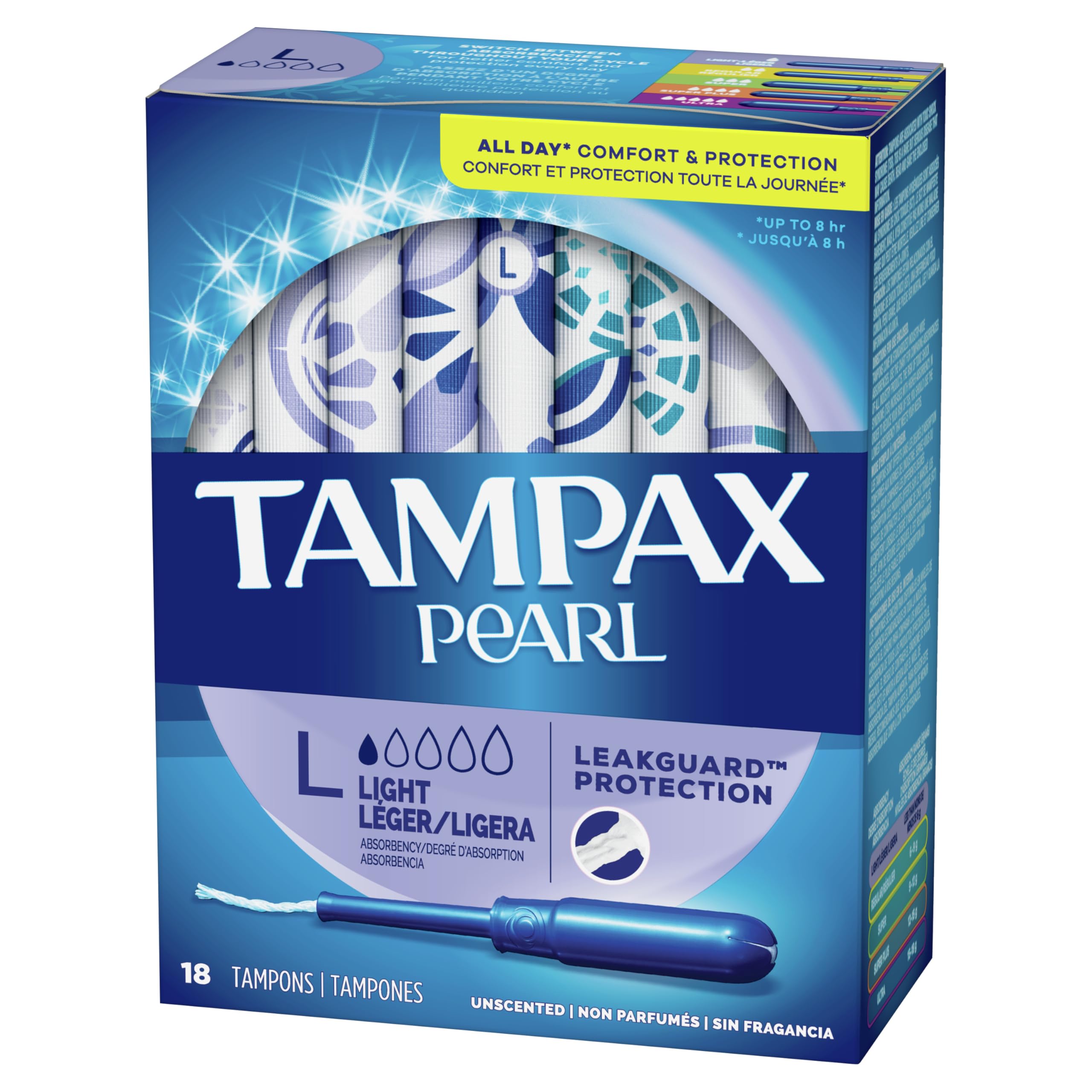 Tampax Pearl light absorbency chosen for lighter flow and daily comfort