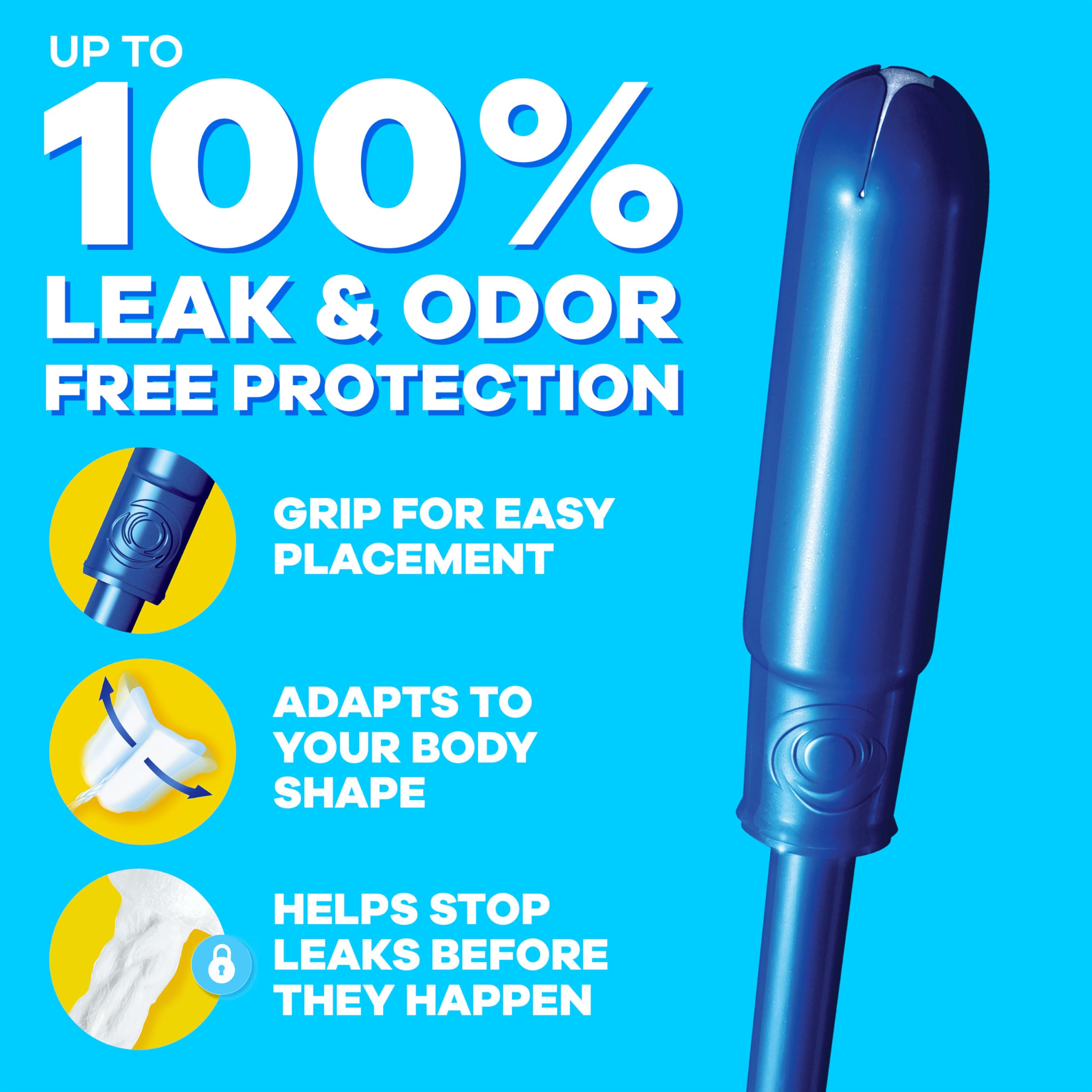 Close-up of Tampax Pearl tampon applicator with Anti-Slip Grip
