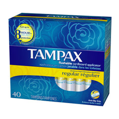 Tampax Regular 40-count pack image showing long pantiliners for daily protection