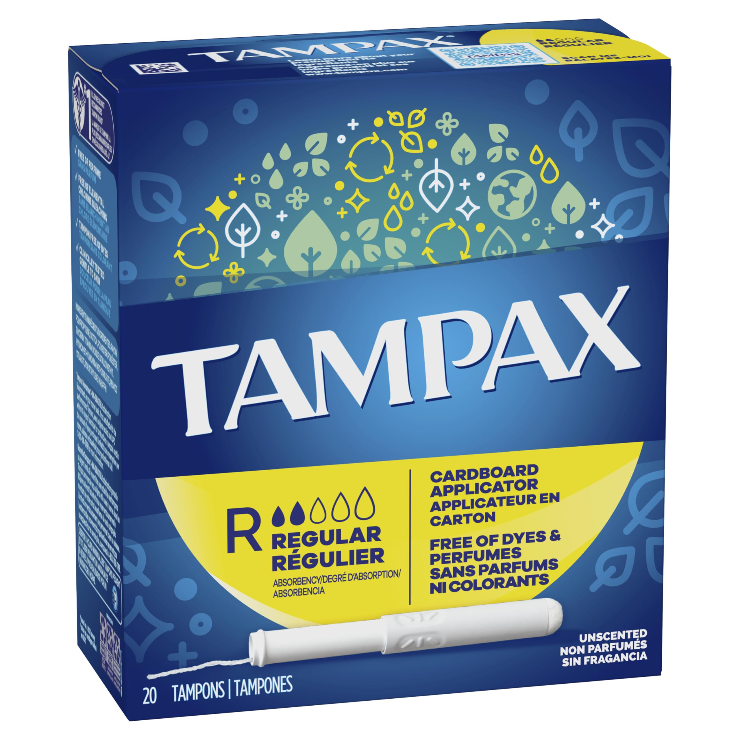 Discreet compact packaging keeps Tampax Regular Flushable ready