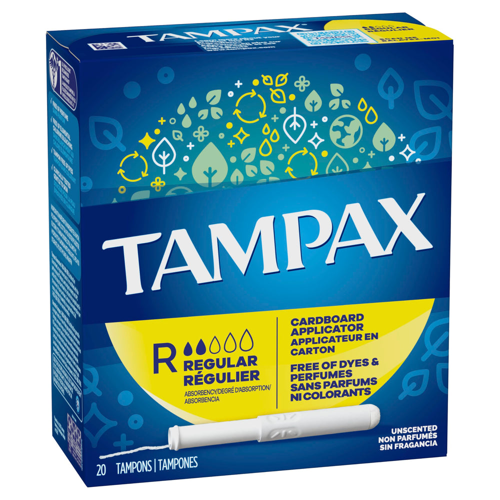 Discreet compact packaging keeps Tampax Regular Flushable ready