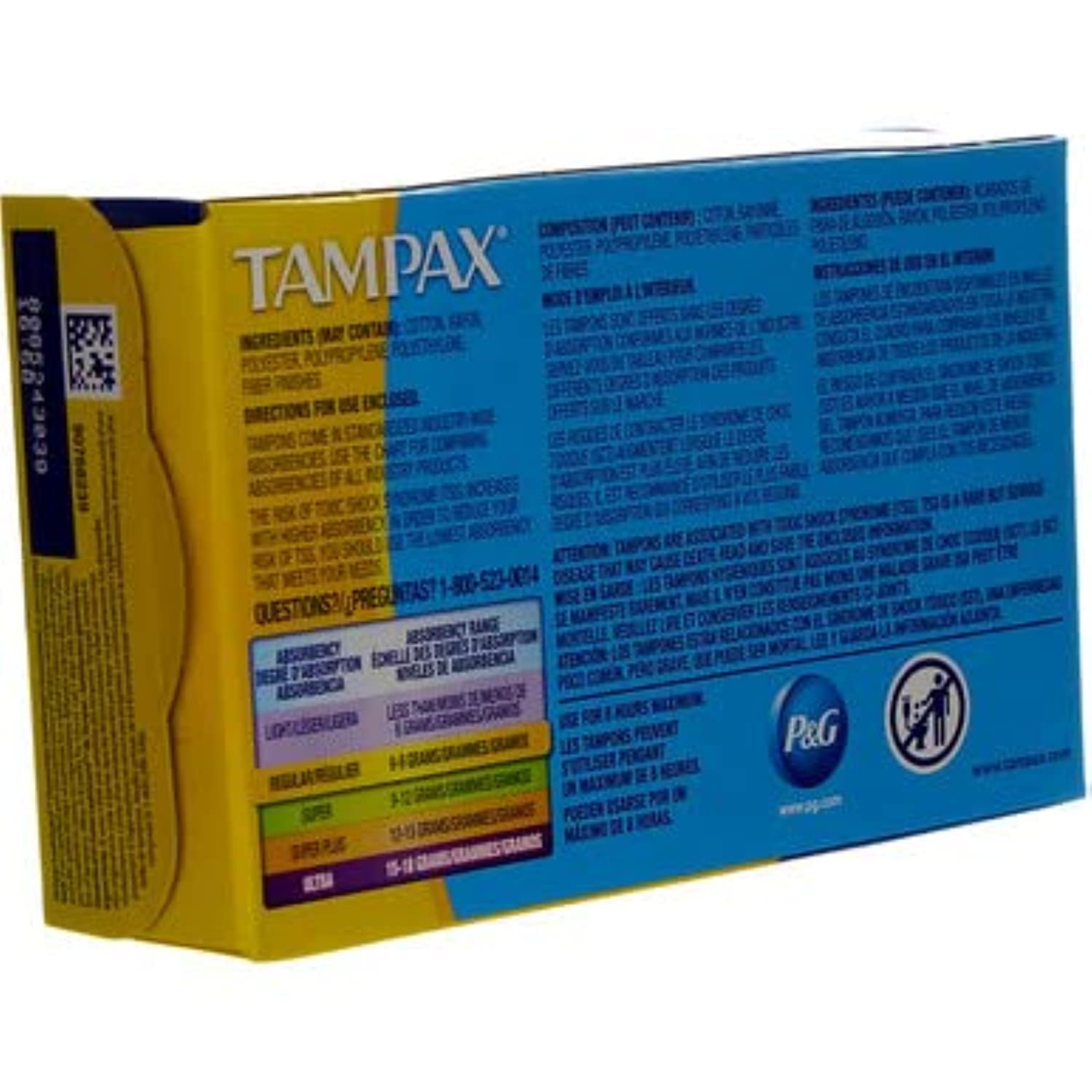 Tampax Regular biodegradable flushable applicator icon highlights eco-friendly disposal.
