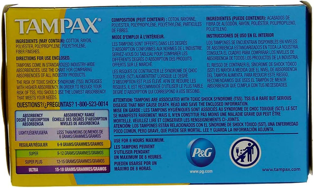 Tampax Regular tampon with flushable applicator shown in close up for easy insertion