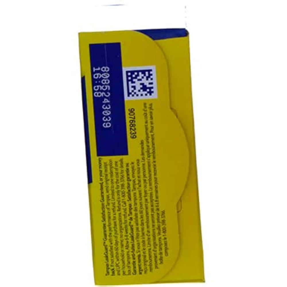 Tampax Regular packaging overview shot communicates product benefits clearly.