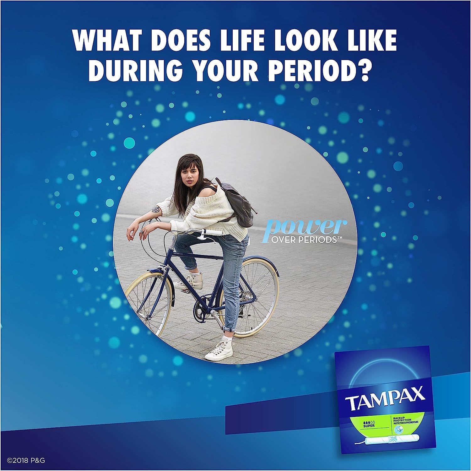 Tampax 80ct individual tampon shown for storage