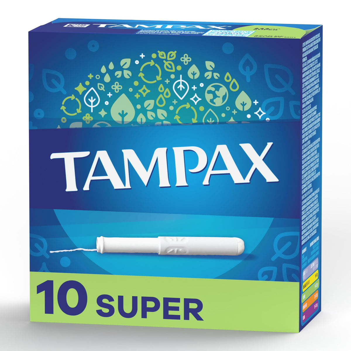 Tampax Super tampon with Cardboard applicator and LeakGuard for reliable protection during daily activities.